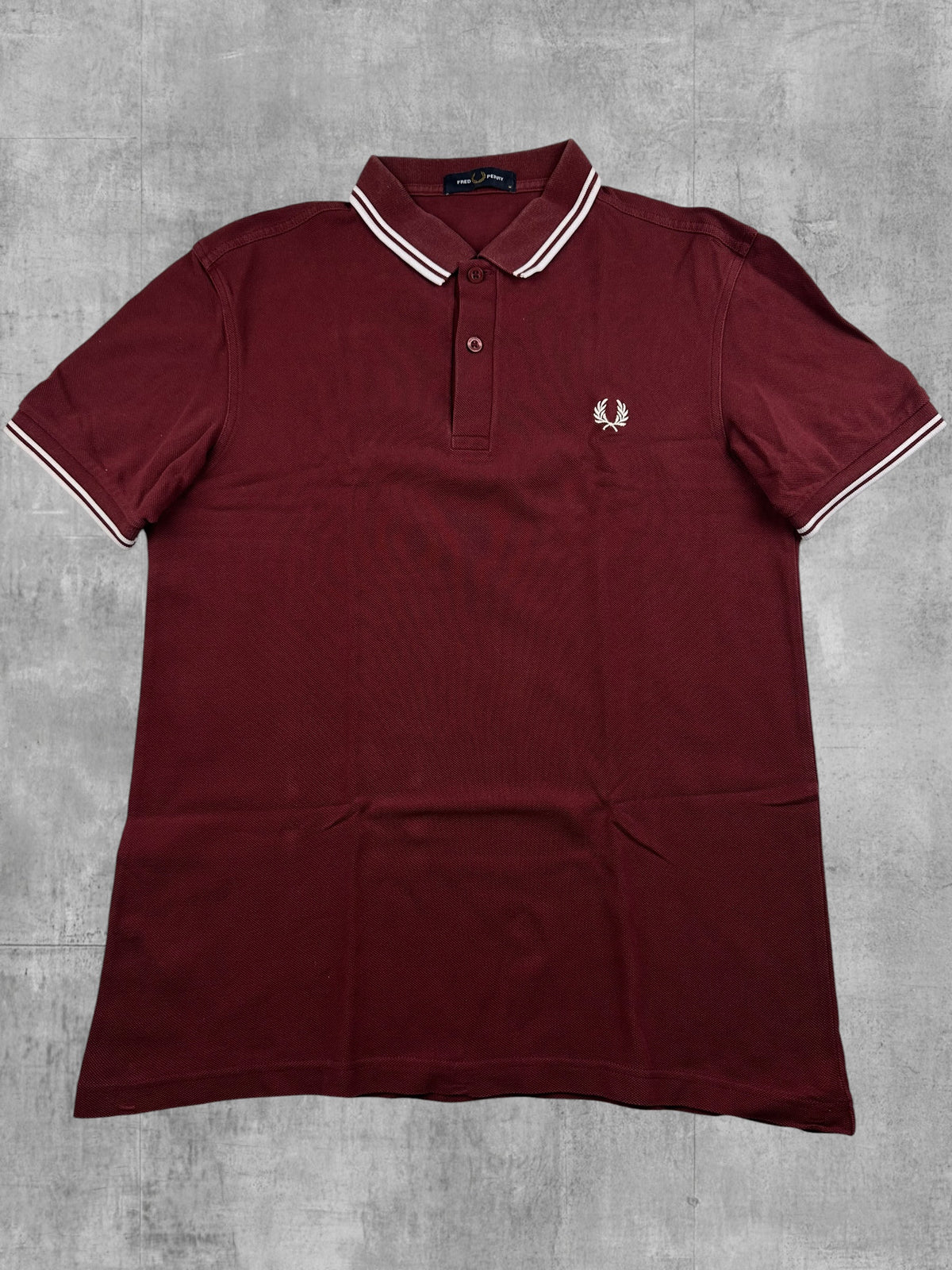 Fred Perry Polo Shirt Weinrot Weiß M