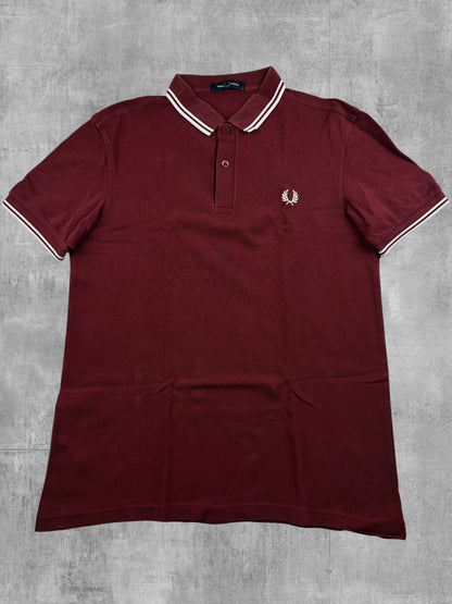 Fred Perry Polo Shirt Weinrot Weiß M