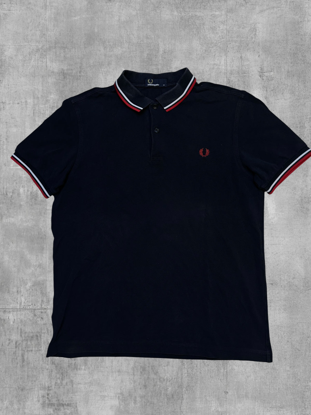 Fred Perry Polo Shirt Schwarz Rot Weiß M