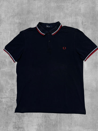 Fred Perry Polo Shirt Schwarz Rot Weiß M