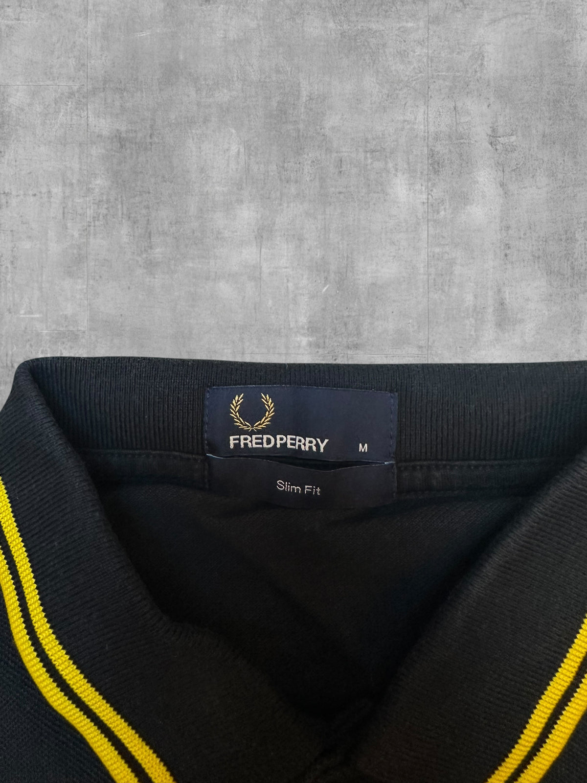 Fred Perry Polo Shirt Schwarz Gelb M Slim Fit