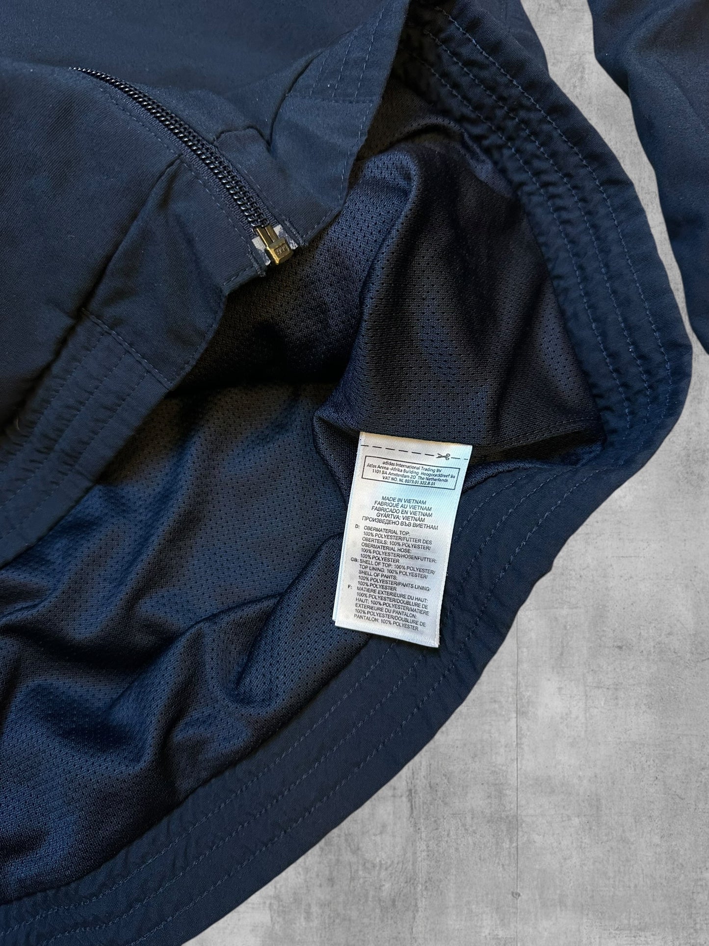 Adidas Vintage Trainingsjacke Navy Blau Weiß L