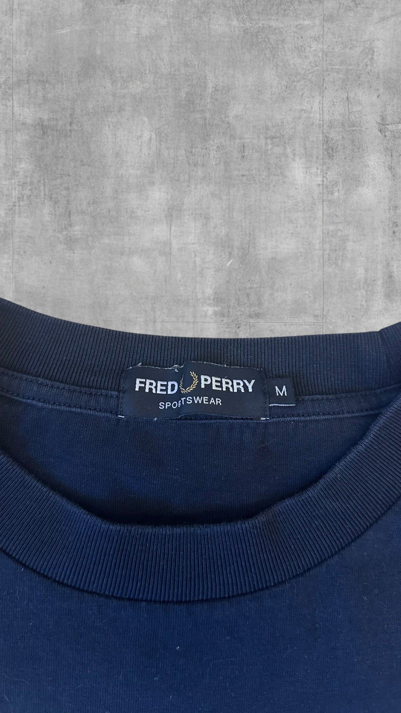 Fred Perry Longsleeve T-shirt Sweatshirt Navy Blau Weiß M