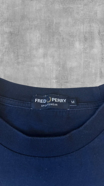 Fred Perry Longsleeve T-shirt Sweatshirt Navy Blau Weiß M