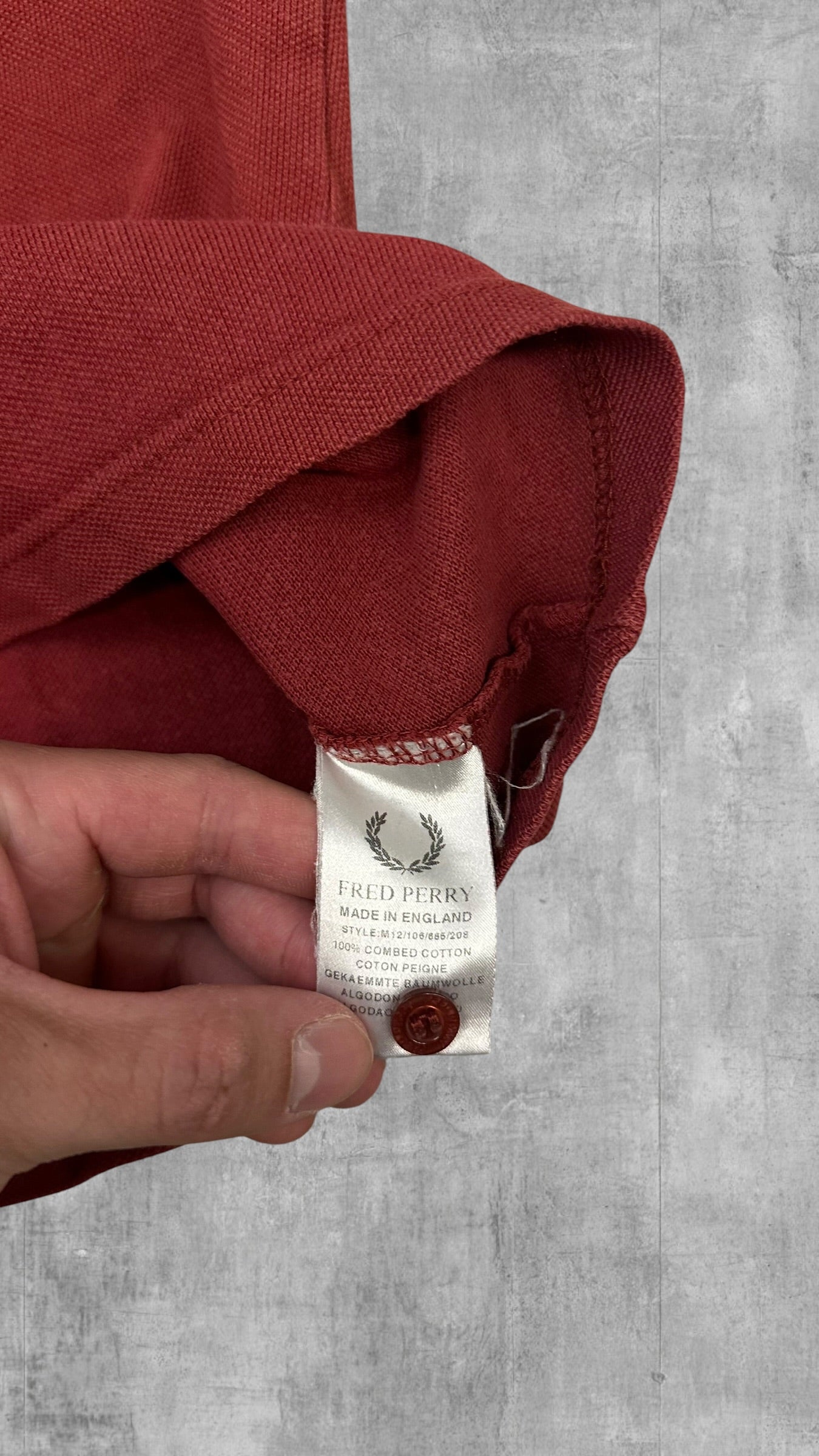 Fred Perry Polo Shirt Weinrot Türkis Weiß S