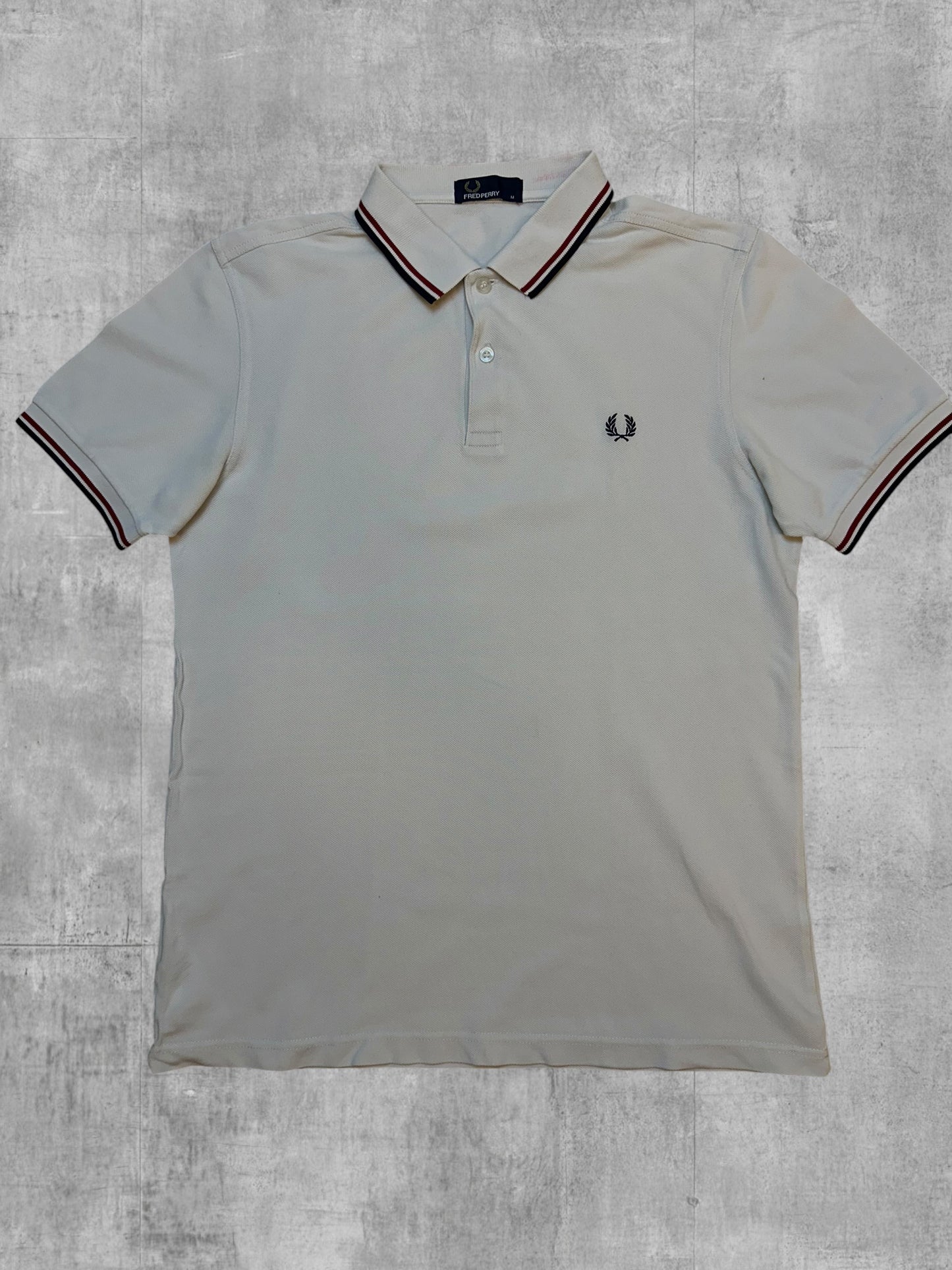 Fred Perry Polo Shirt Weiß Schwarz Rot