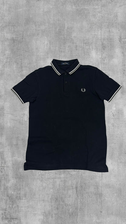 Fred Perry Polo Shirt Schwarz Weiß Hellgrau S