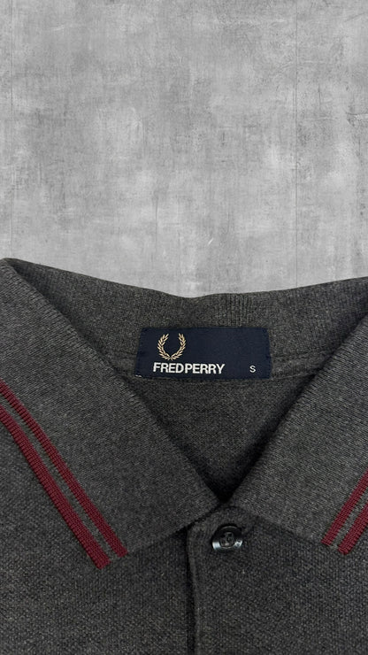Fred Perry Polo Shirt Grau Weinrot S