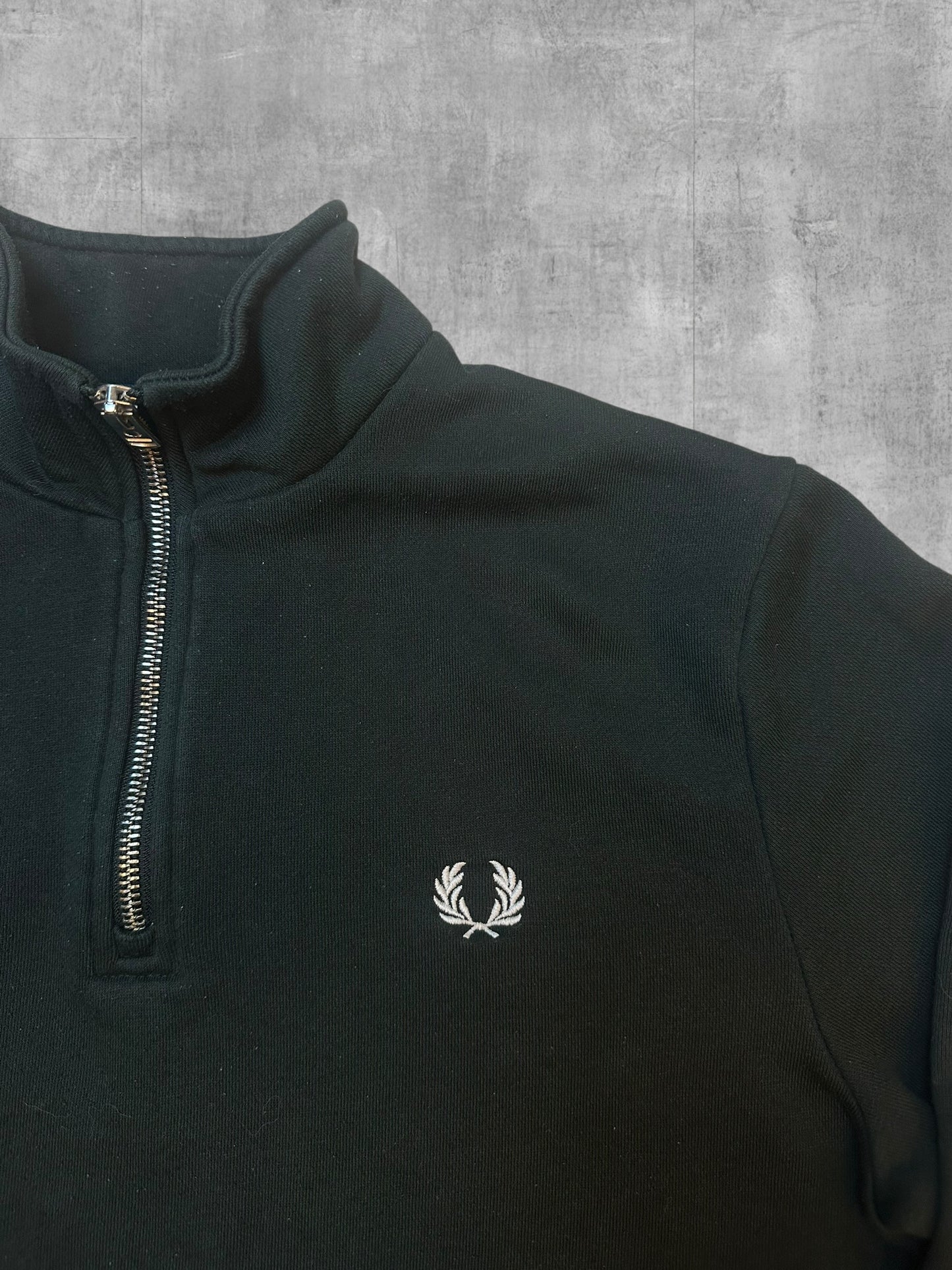 Fred Perry Half / Quarter zip Pullover Dunkelgrün S