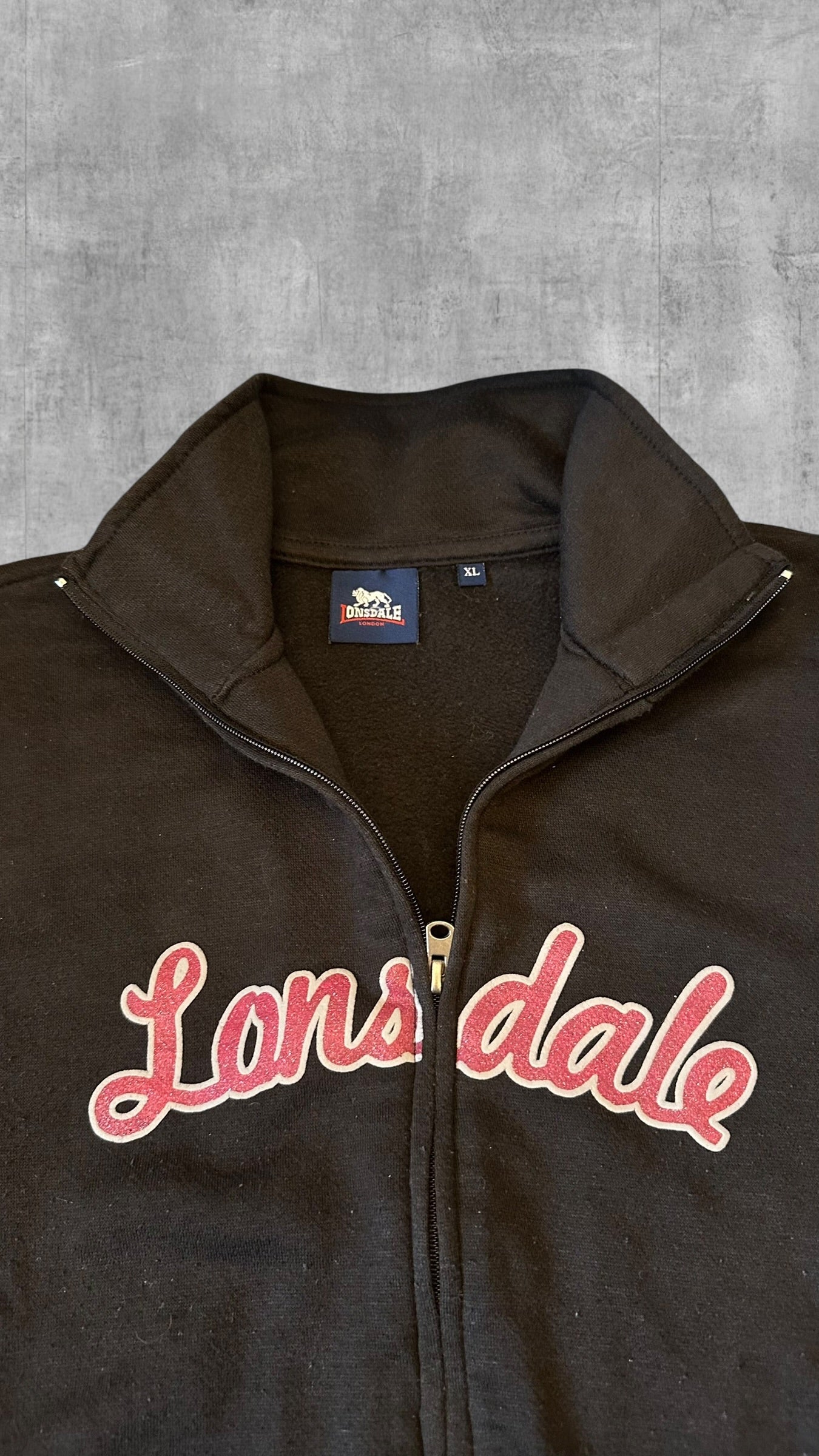 Vintage Lonsdale London Trainingsjacke Trainingsanzug Schwarz Damen XL Herren S-M