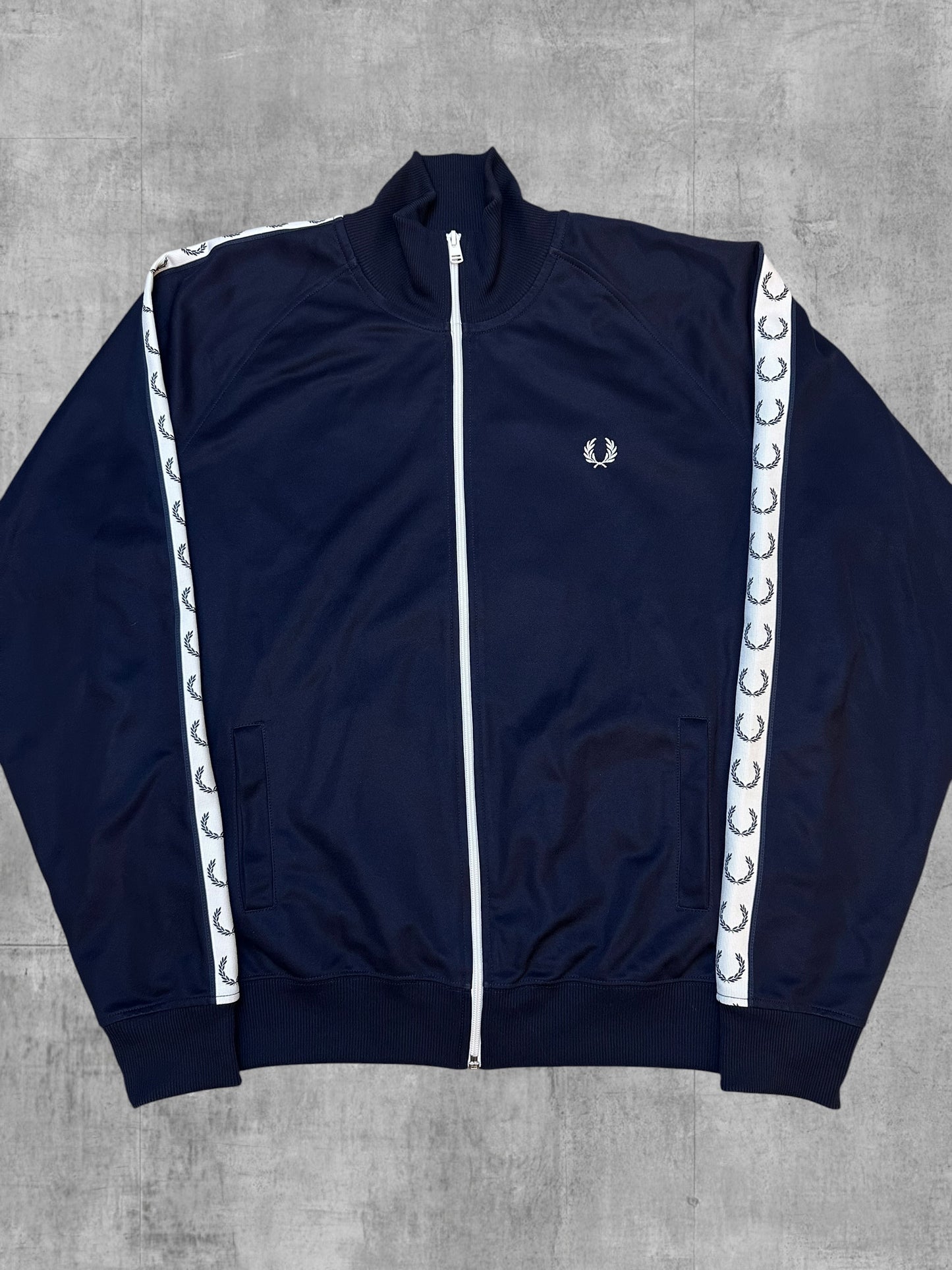 Fred Perry Trainingsjacke Taped Navy Blau Weiß L