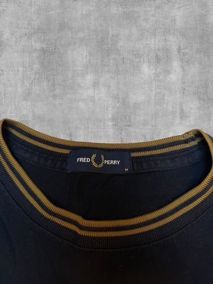 Fred Perry Longsleeve Schwarz Gold M