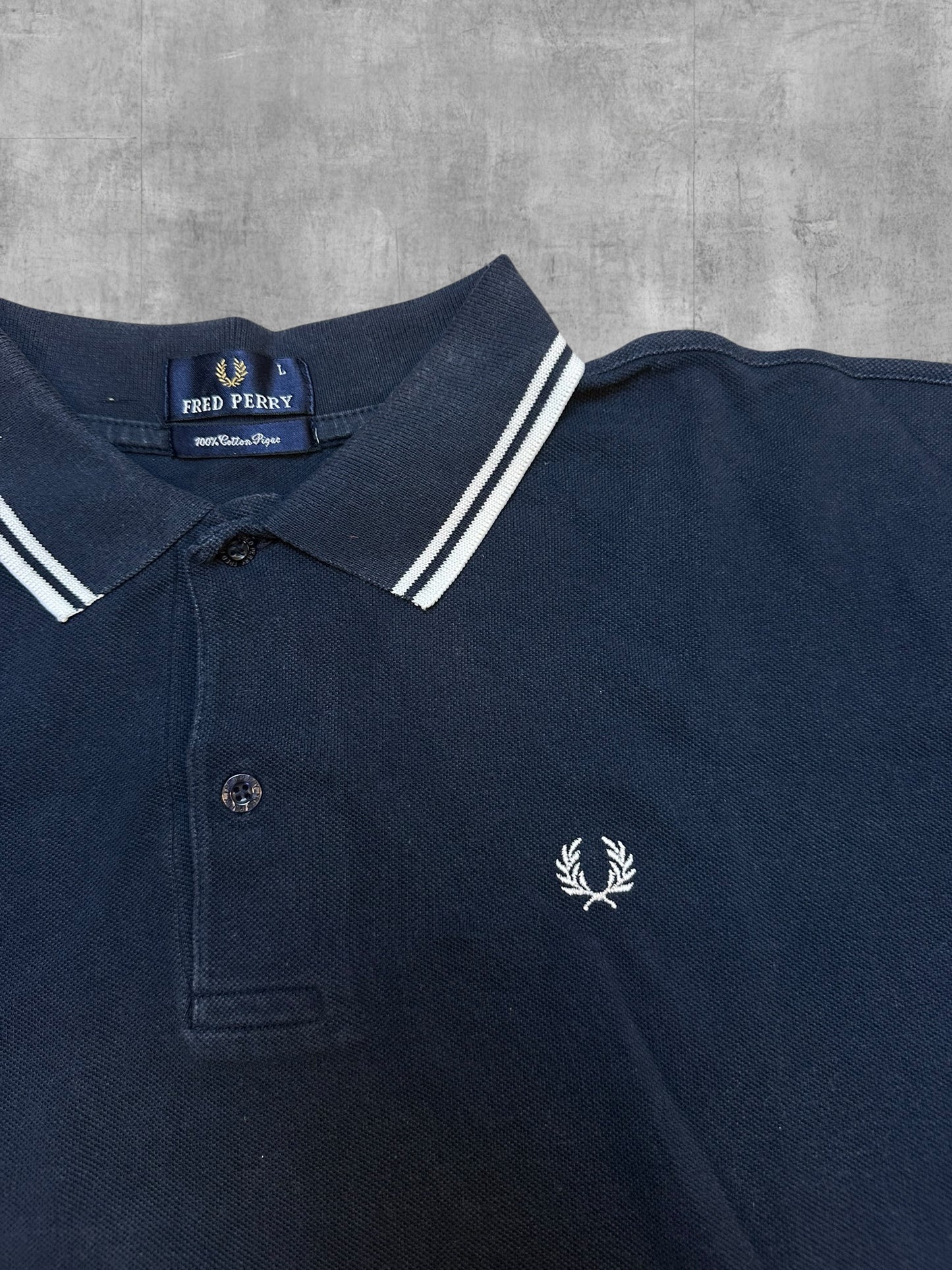 Fred Perry vintage Polo Shirt Schwarz Weiß L