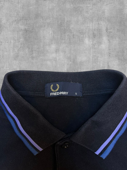 Fred Perry Polo Shirt Schwarz Lila Blau S