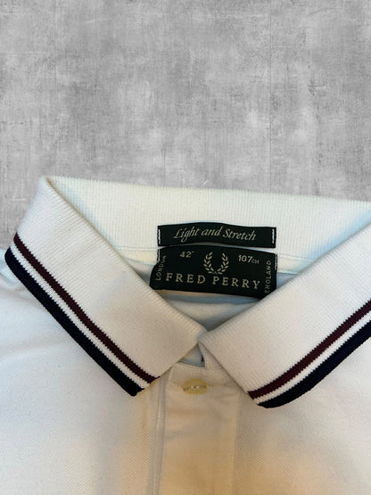 Fred Perry Langarm Polo Shirt Weiß Schwarz M