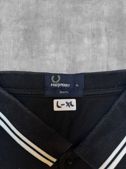 Fred Perry Polo Shirt Schwarz L - XL Slim Fit