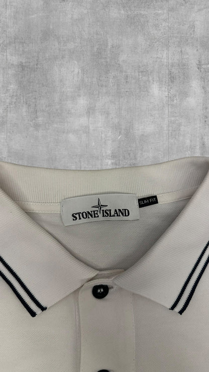 Stone Island Polo Shirt Weiß Schwarz XL