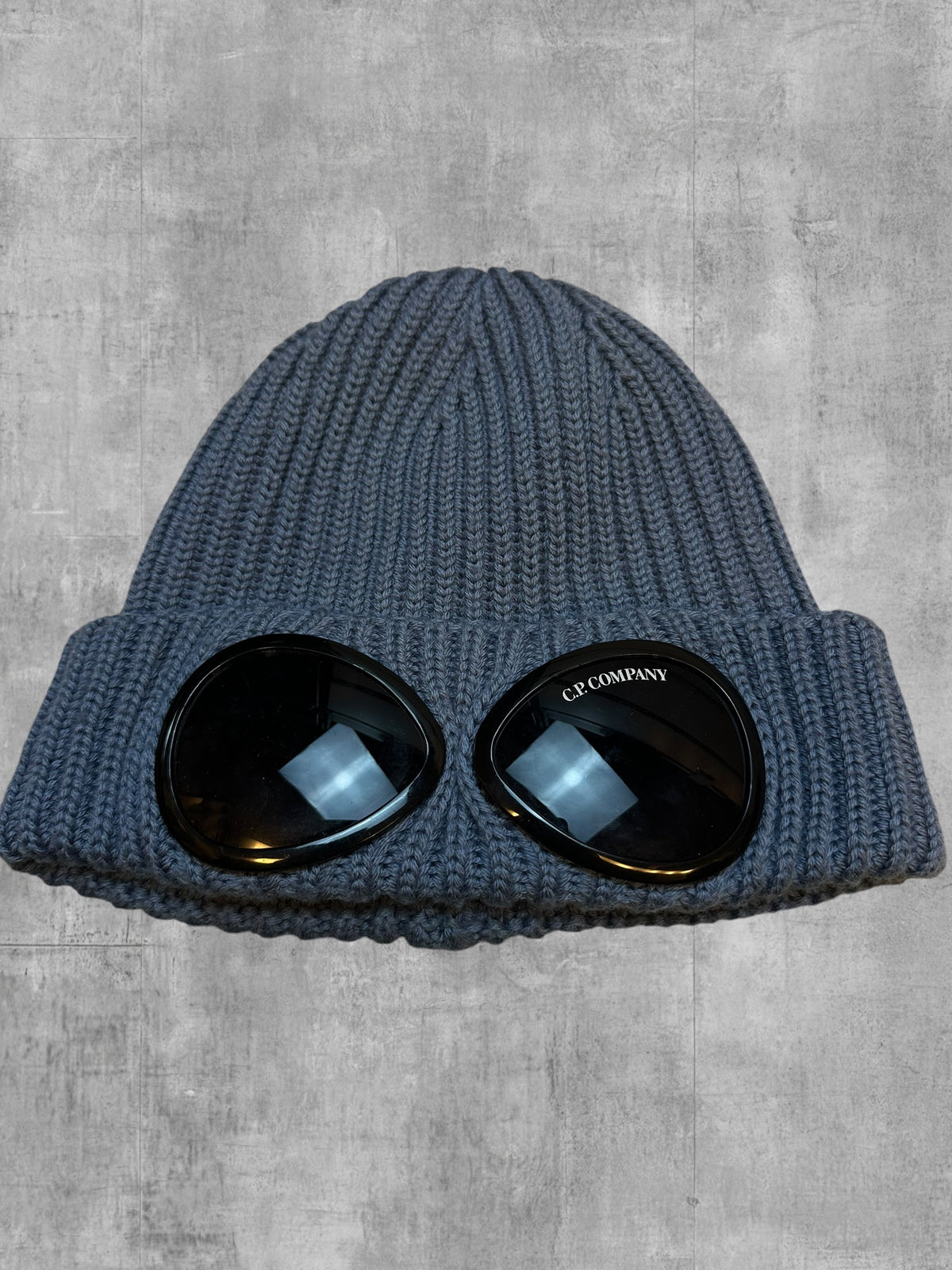 C.P. Company Goggle Beanie Mütze Grau Türkis