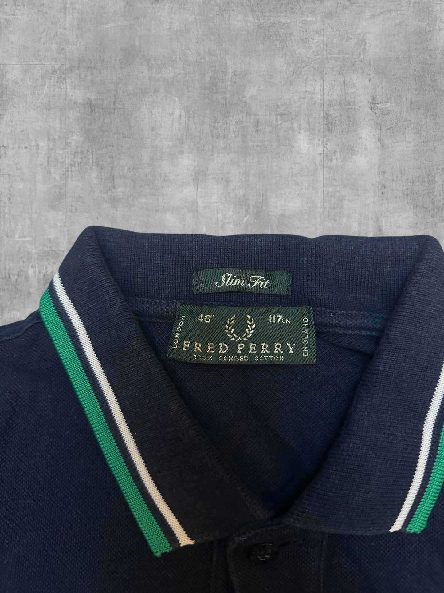 Fred Perry Polo Shirt Schwarzblau Grün Weiß M
