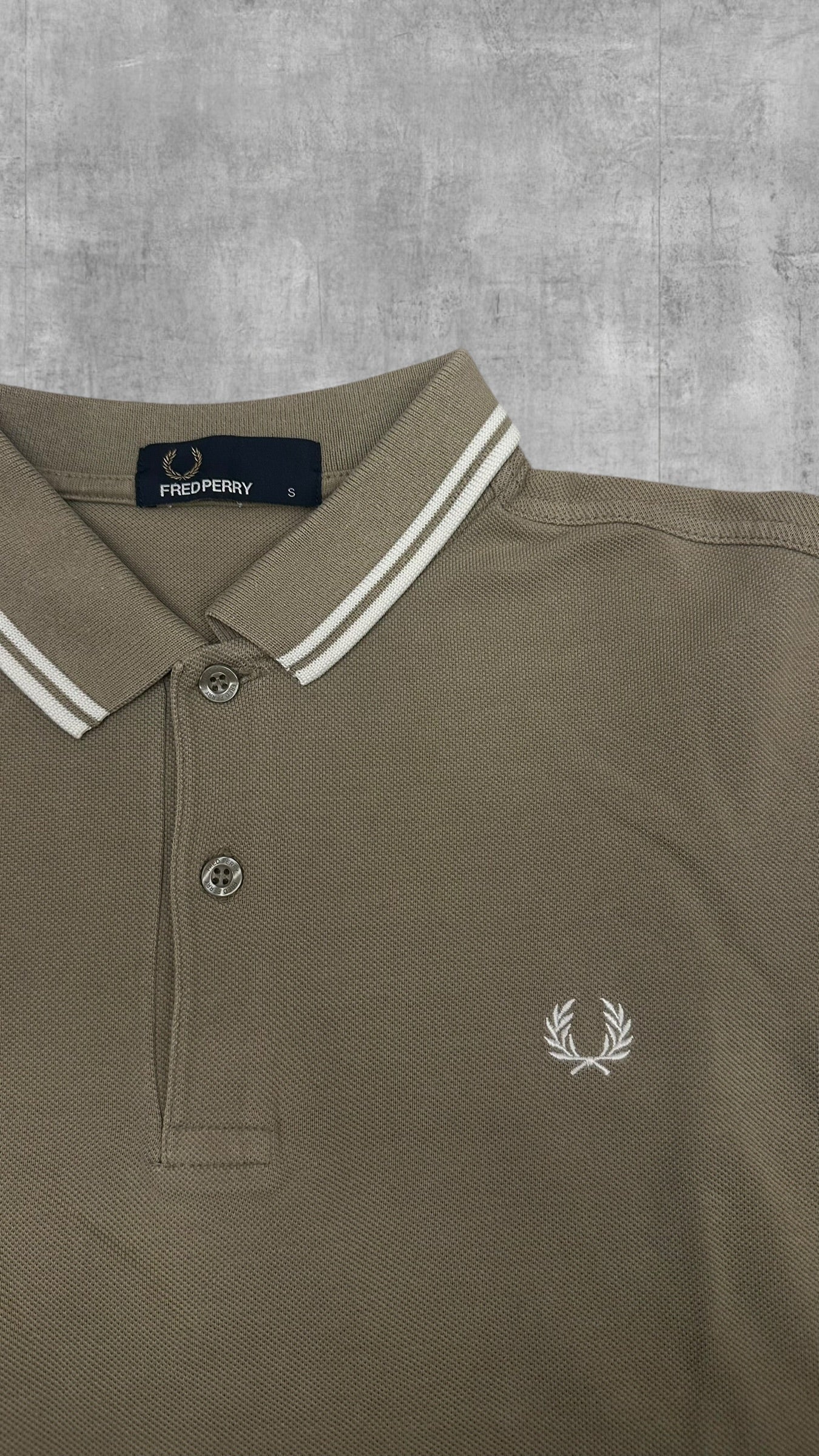 Fred Perry Polo Shirt Beige/ Khaki Weiß S