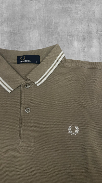 Fred Perry Polo Shirt Beige/ Khaki Weiß S