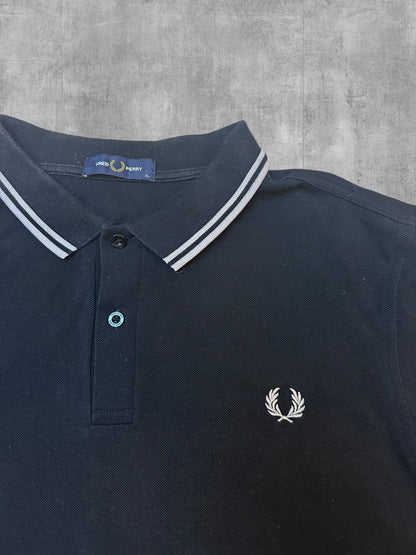 Fred Perry Backprint Polo Shirt Schwarz Weiß XL
