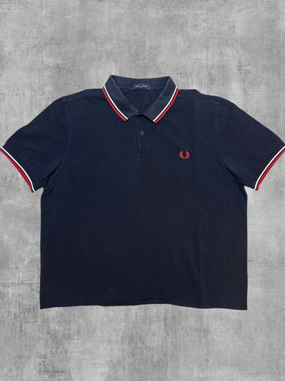 Fred Perry Polo Shirt Schwarz Rot Weiß XL (sehr cropped)