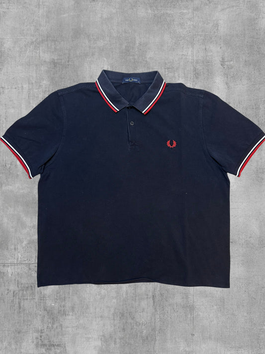 Fred Perry Polo Shirt Schwarz Rot Weiß XL (sehr cropped)