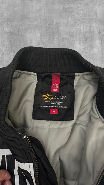 Alpha Industries Bomberjacke Schwarz Silber L