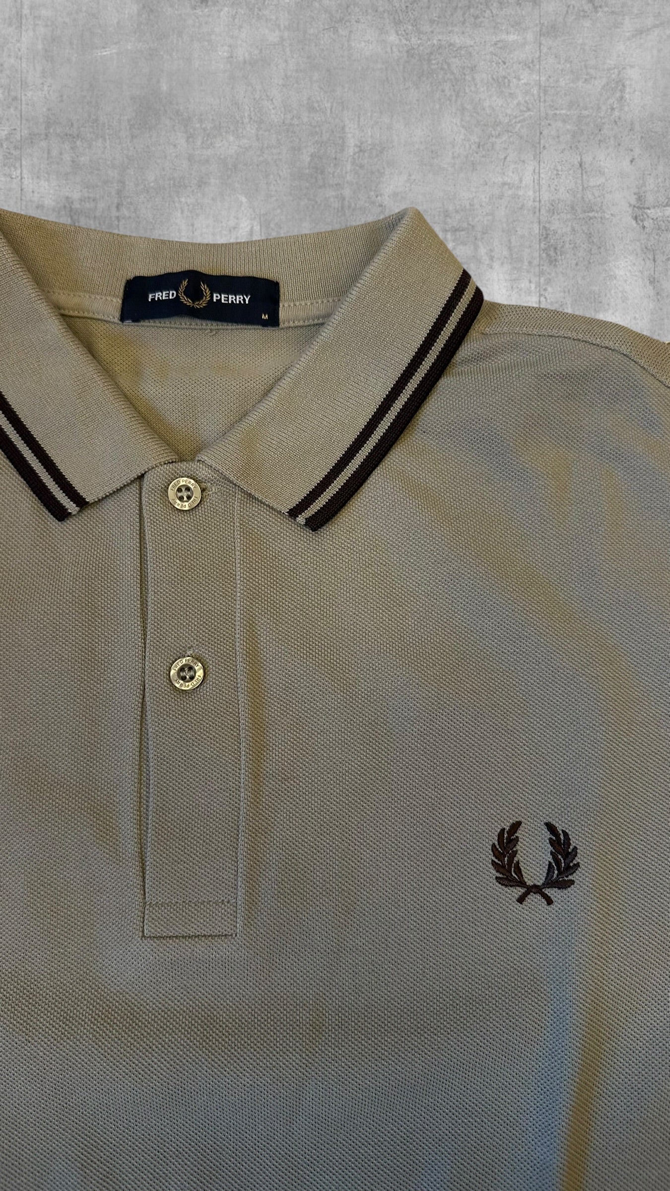 Fred Perry Polo Shirt Langarm Beige M