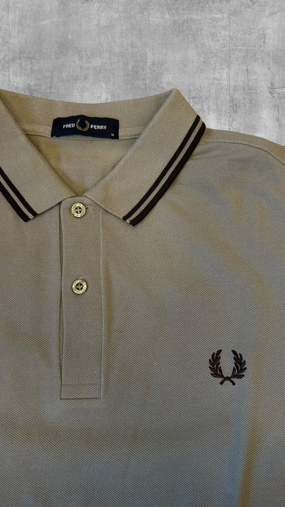 Fred Perry Polo Shirt Langarm Beige M