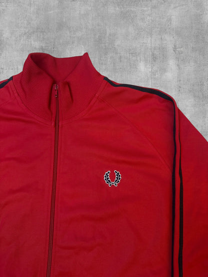Fred Perry Vintage Trainingsjacke Taped Rot Schwarz XL