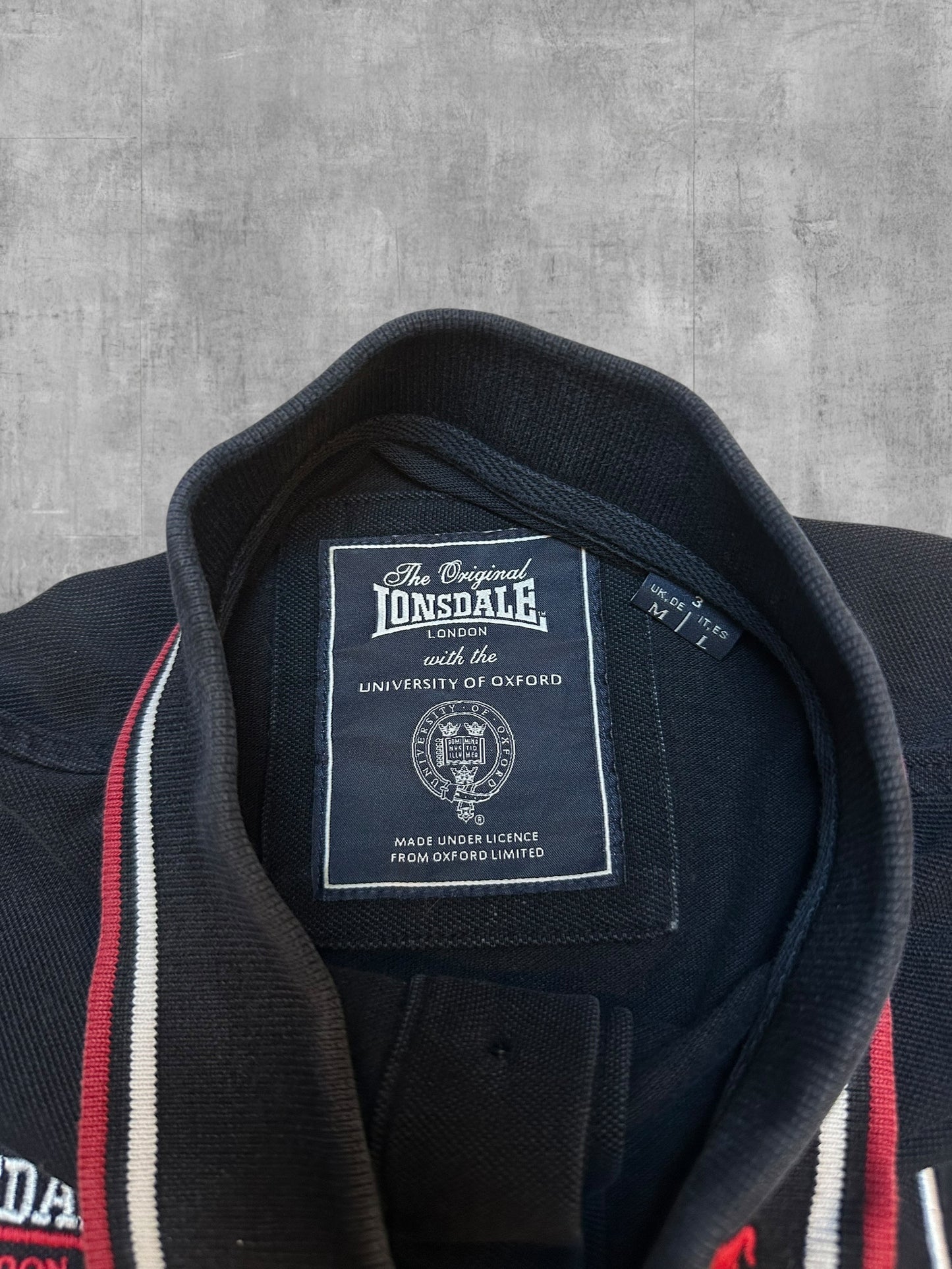 Lonsdale London Polo Shirt Schwarz Weiß RotM
