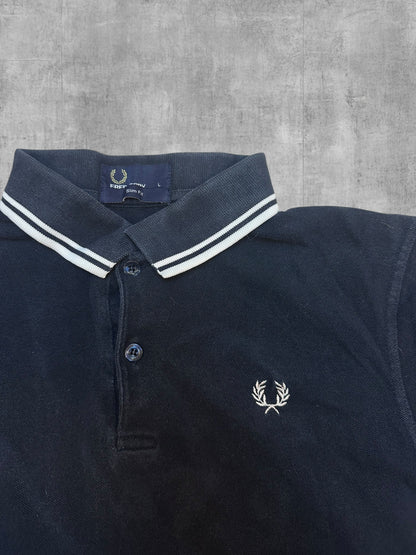 Fred Perry Polo Shirt Schwarz Weiß L Slim Fit