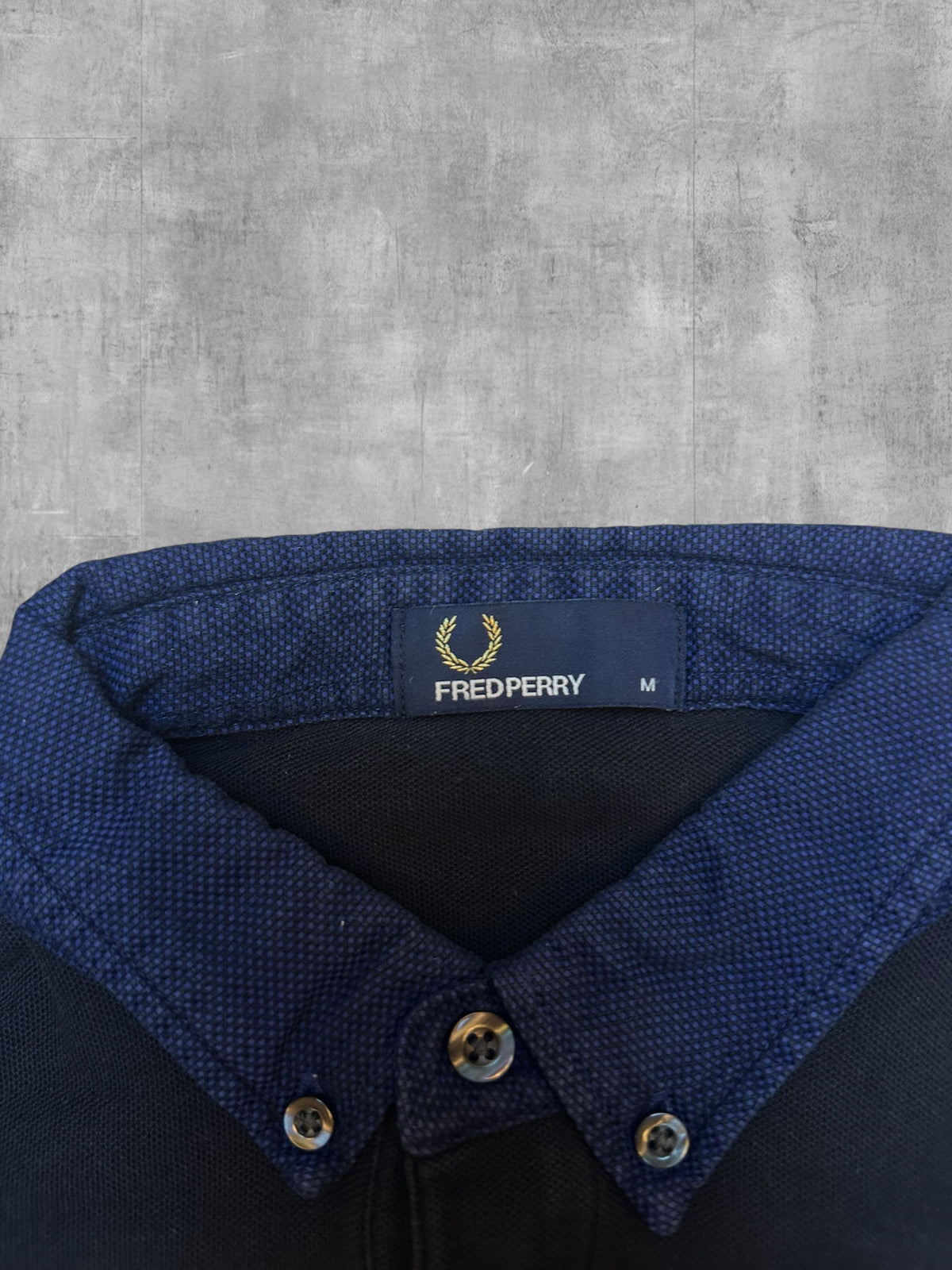 Fred Perry Polo Shirt Black Blue M