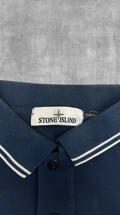 Stone Island Polo Shirt Navy Blau Weiß L Slim Fit
