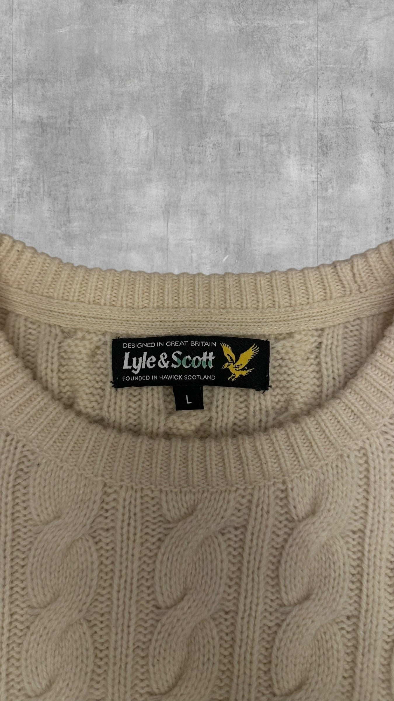 Lyle & Scott Knit Sweater Sweatshirt Beige Creme Weiß L