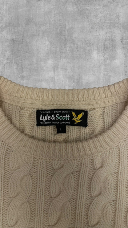 Lyle & Scott Knit Sweater Sweatshirt Beige Creme Weiß L
