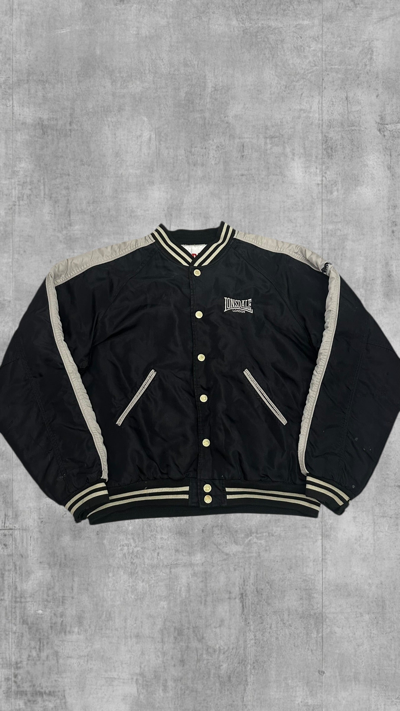 Vintage Lonsdale London Bomberjacke Schwarz Weiß L