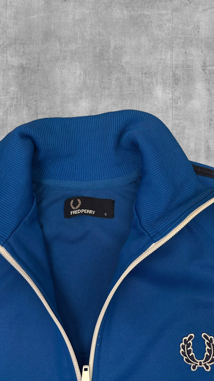 Fred Perry Vintage Trainingsjacke Taped Blau Schwarz Weiß S
