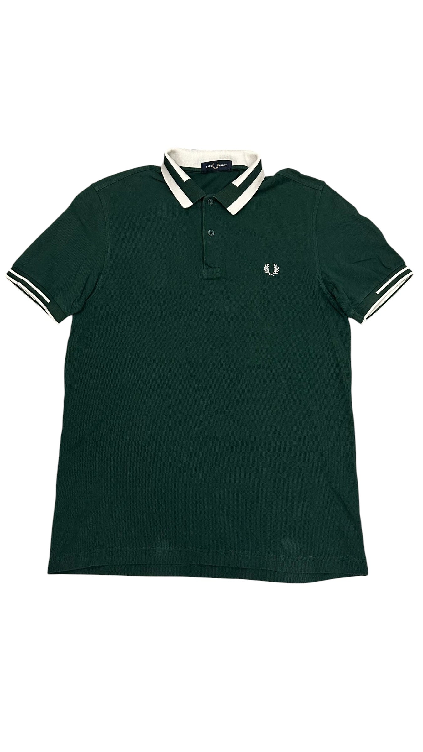 Fred Perry Polo Shirt Dunkelgrün Weiß M