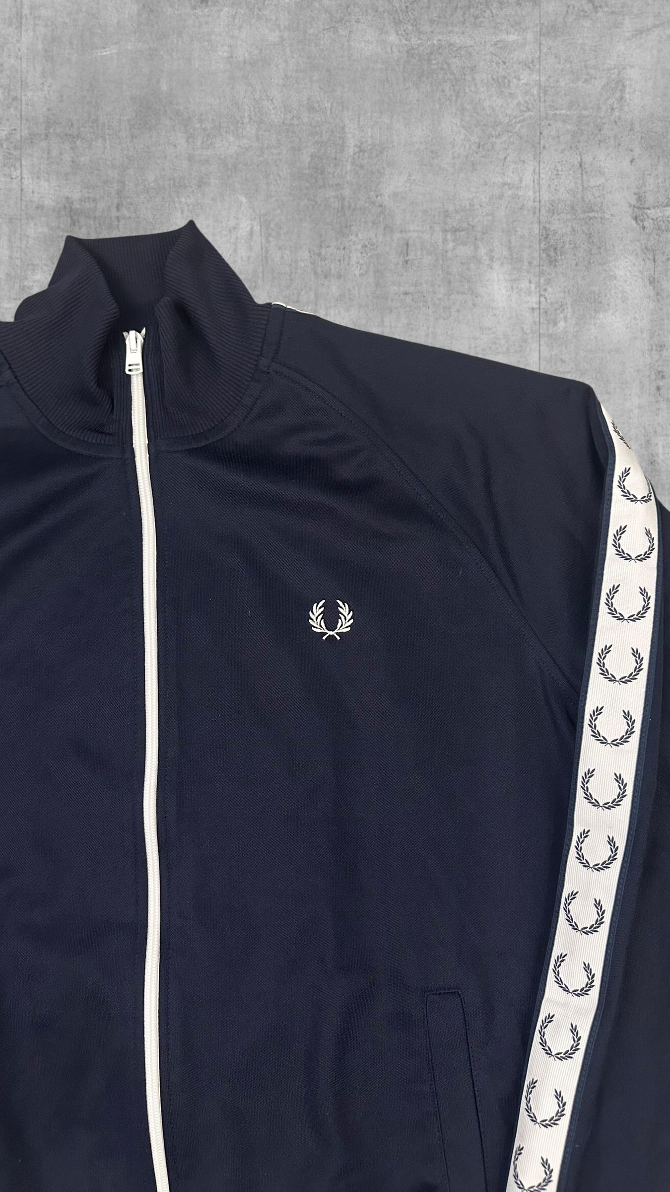 Fred Perry Trainingsjacke Taped Schwarzblau Weiß L