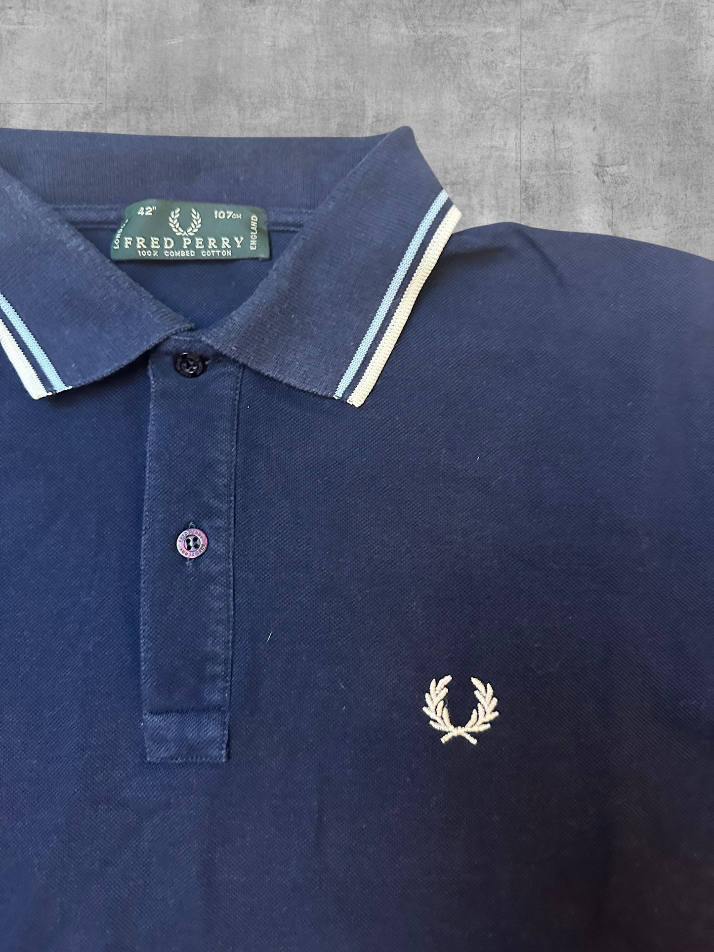 Fred Perry Polo Shirt Navy Blau Weiß M