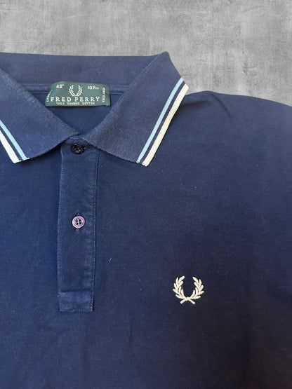 Fred Perry Polo Shirt Navy Blau Weiß M