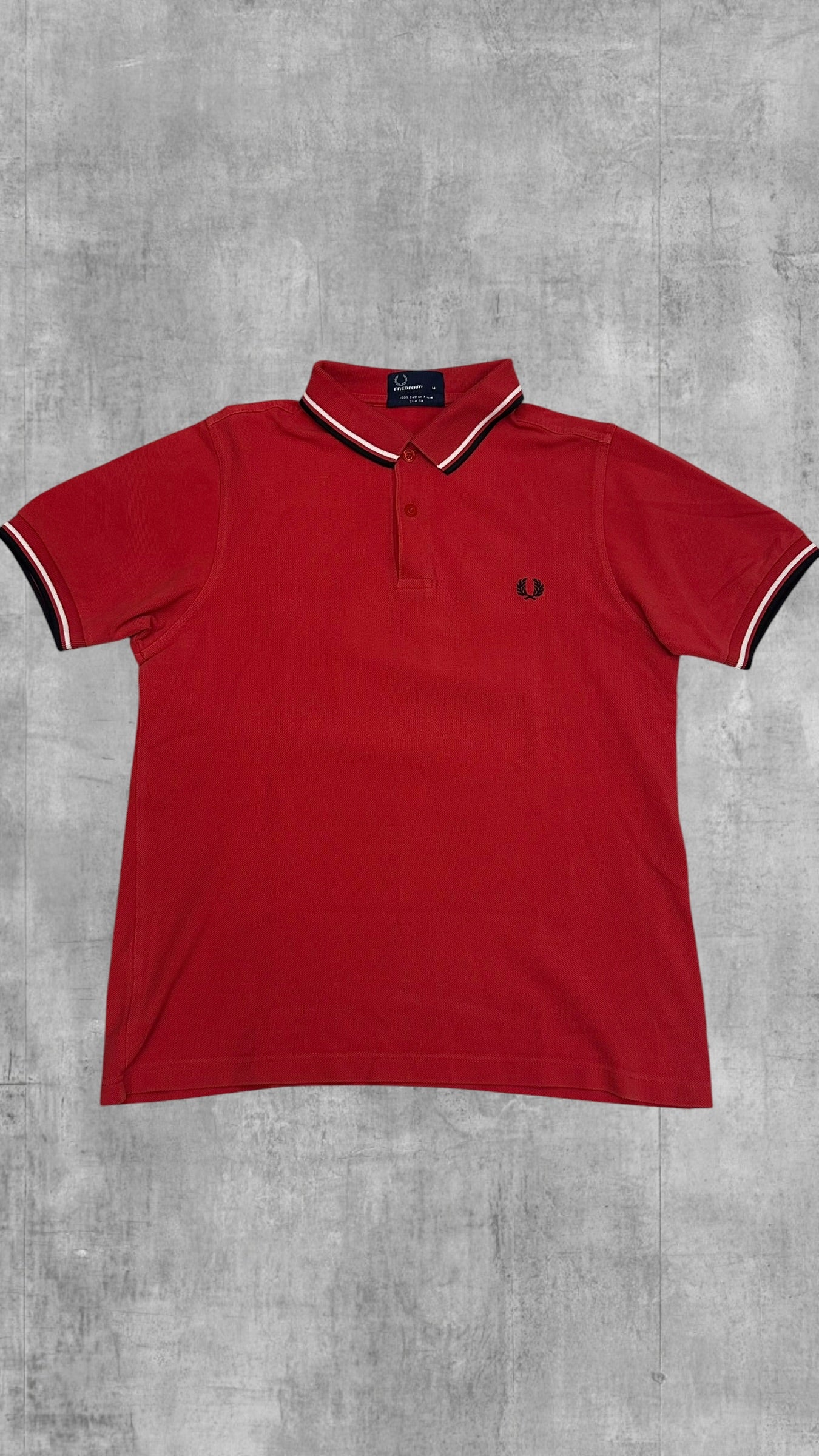 Fred Perry Polo Shirt Rot Schwarz Weiß M Slim Fit
