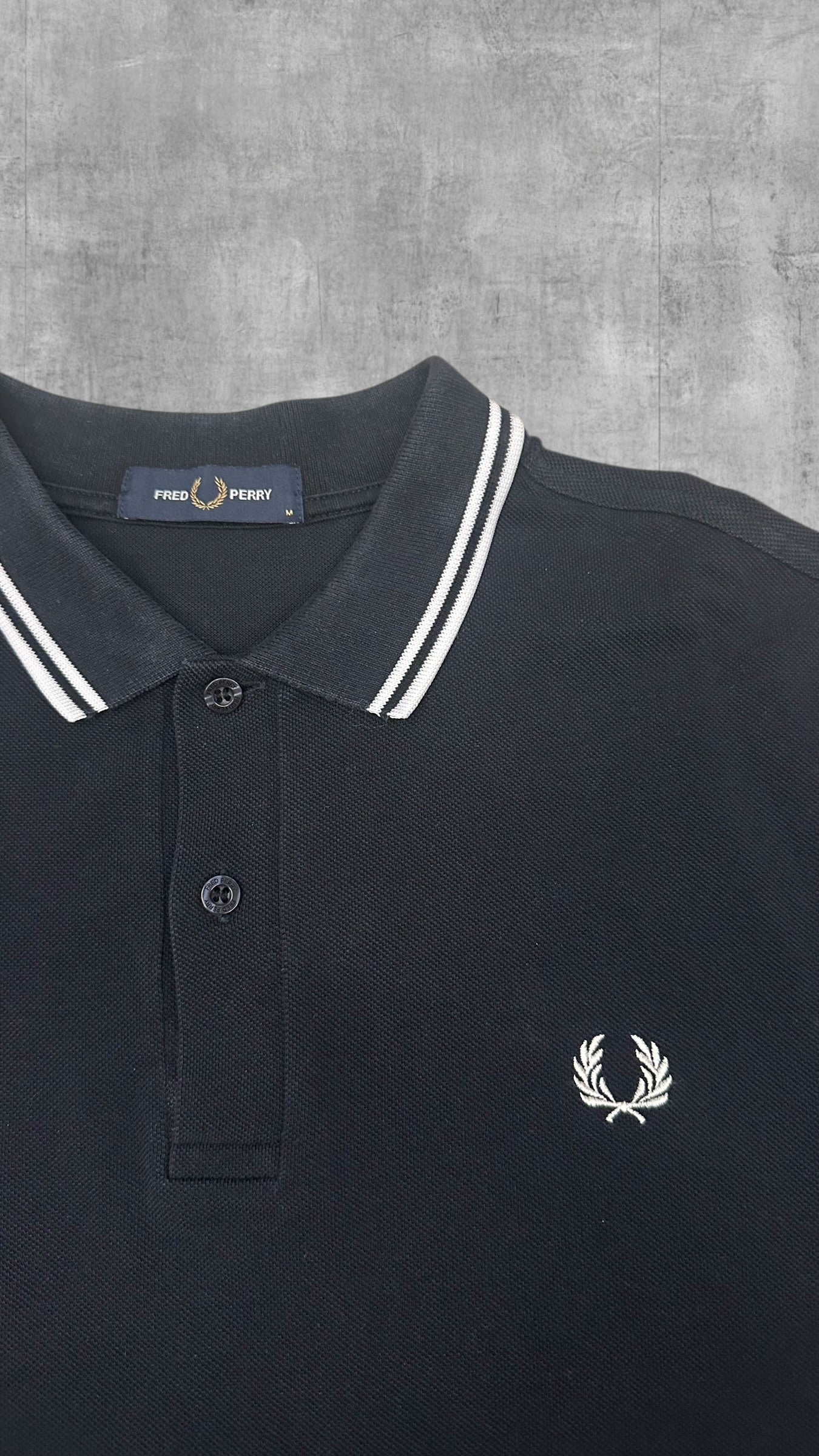 Fred Perry Polo Shirt Schwarz Weiß M