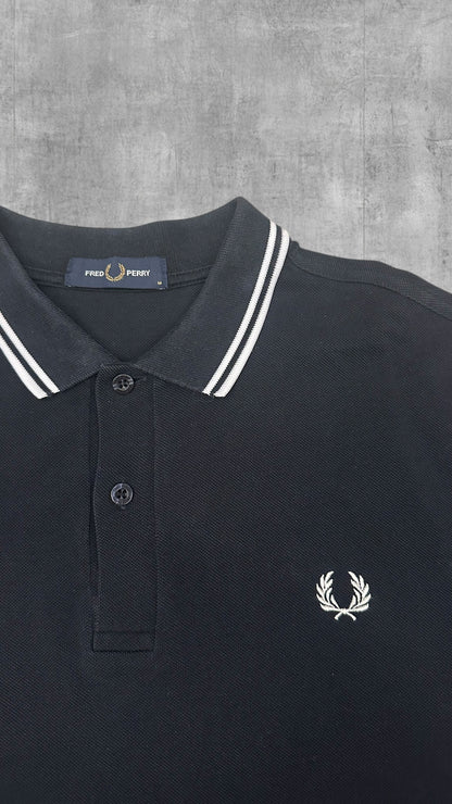 Fred Perry Polo Shirt Schwarz Weiß M