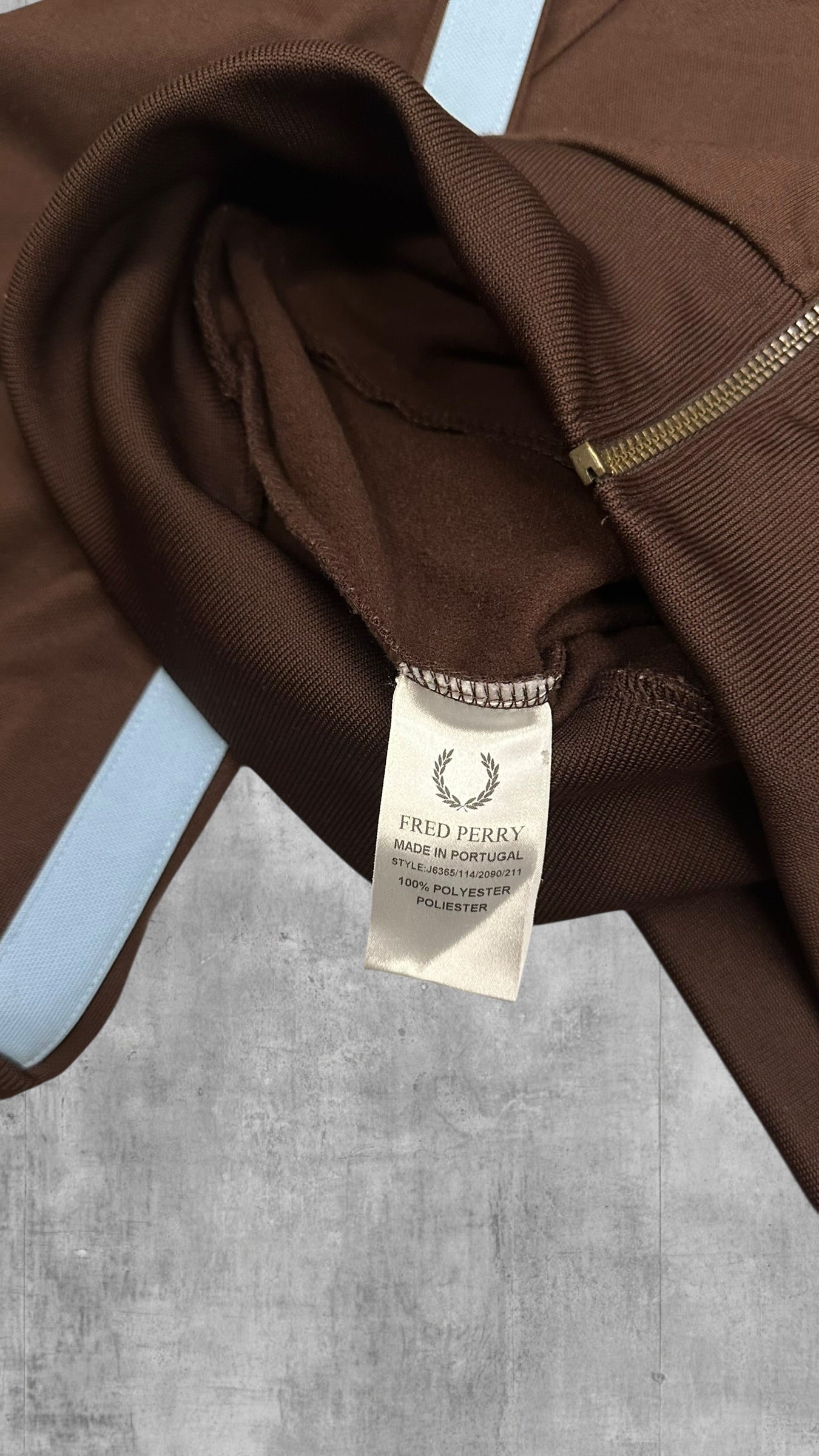 Fred Perry Trainingsjacke Taped Zip Jacke Braun Schwarz Türkis M