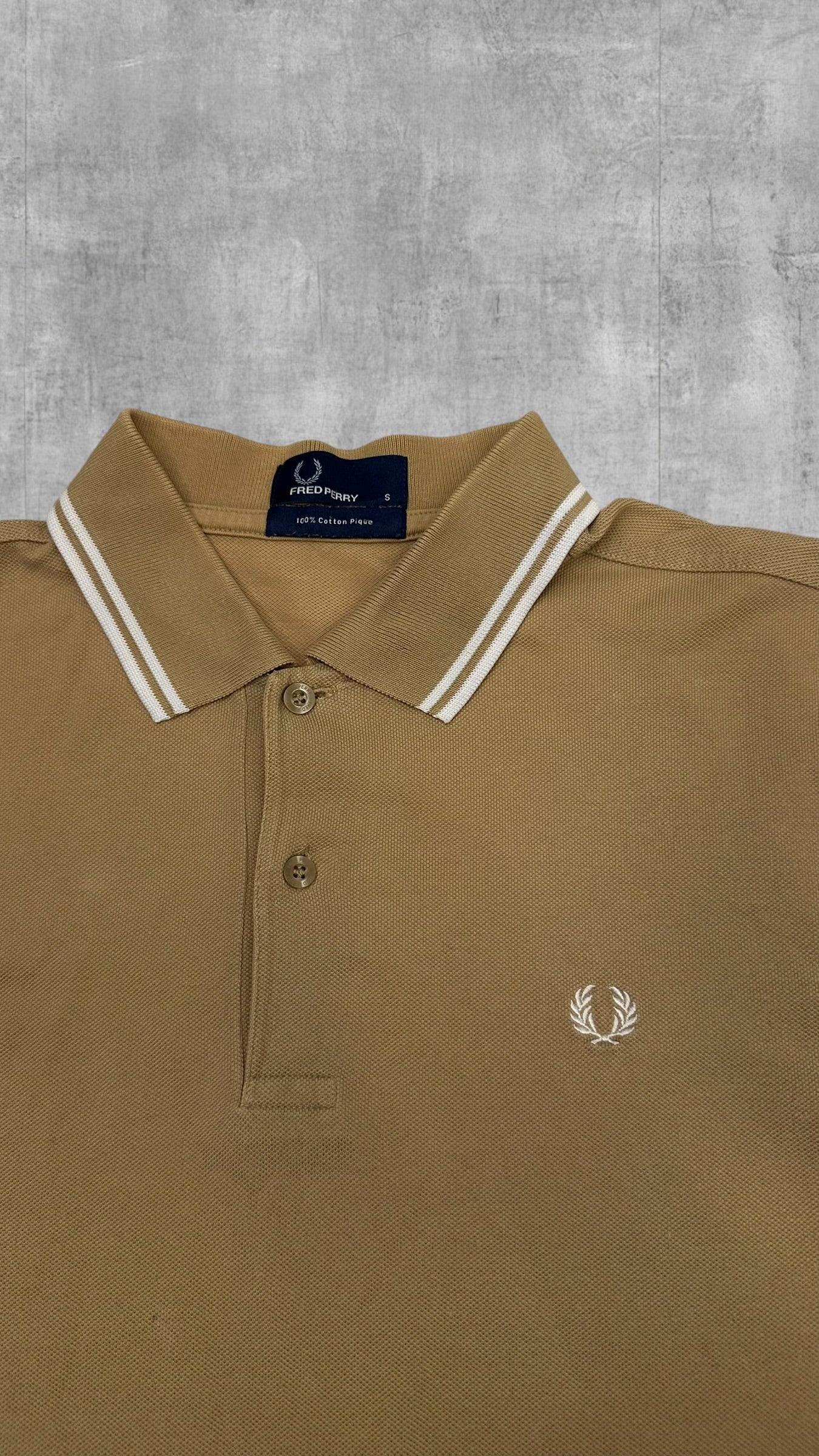Fred Perry Polo Shirt Ocker Weiß S
