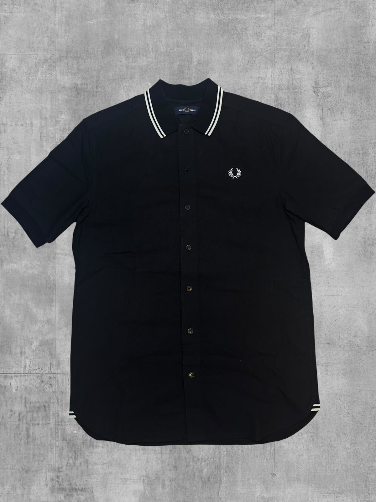 Fred Perry Kurzarmhemd Schwarz Weiß S